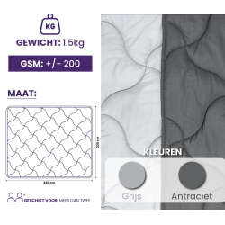Easy Trendydekbed Uni Antraciet/Licht grijs